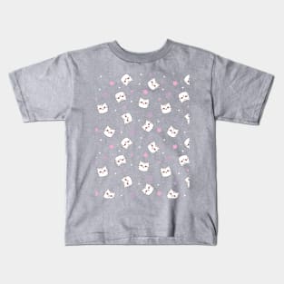 Seamless pattern of a cute cats, stars animal's paws Kids T-Shirt